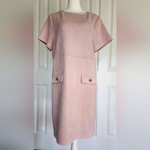 Mittoshop Suede Short Sleeve Mini Dress in Dusty Rose
